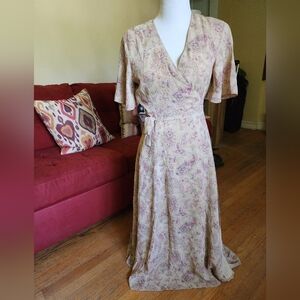 Liz Claiborne Paisley Print Wrap Sundress with Flutter Sleeves